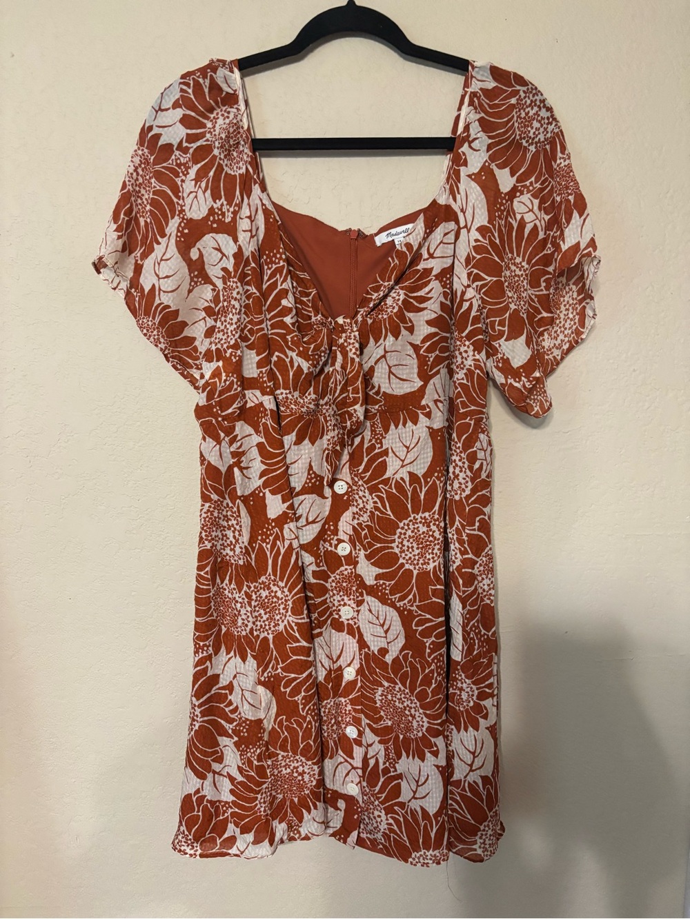 Madewell Rust and White Floral Button-Front Mini